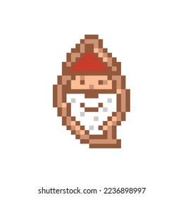Pixel art gingerbread cookie santa claus design