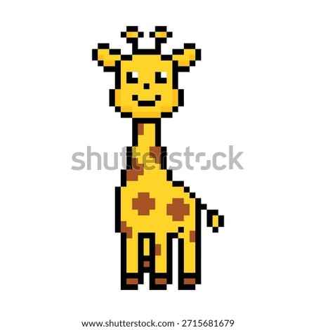 pixel art giraffe 8 bit vector icon for computer game logo