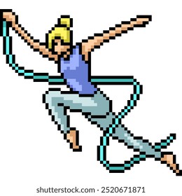 pixel arte da menina corda dança isolado fundo