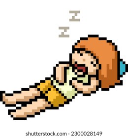 pixel art of girl sleep nap