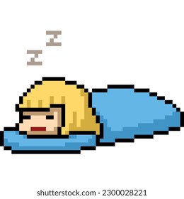 pixel art of girl sleep nap