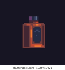Pixel art glass bottle cognac icon alcoholic beverage isolated vector illustration. Design for stickers, logo alcohol shop, mobile app. 8-bit sprite. 