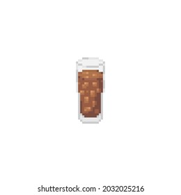 Pixelkunstglas aus vereisten Cola. Retro 8 Bit Vektorgrafik.