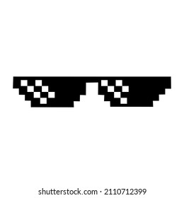 Pixel art glasses. Black Glasses of Thug Life. isolated on white background vector illustration