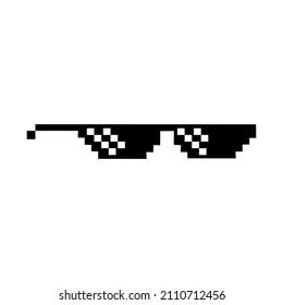 Pixel art glasses. Black Glasses of Thug Life. isolated on white background vector illustration