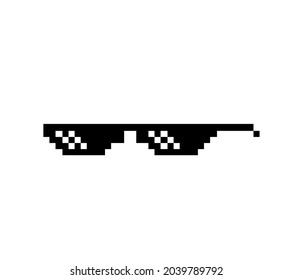 Pixel Art Glasses of Thug Life Meme - Isolated on White Background Vector Illustration