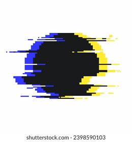 Pixel Art Glitched Circle with Color Leak, SImple Illustration