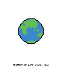  pixel art Globe earth icon vector 8 bit game 