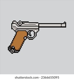 Arte de Pixel Glock Gun. Pistol Pixelado. Anclaje de los iconos del arma de bloqueo
para el juego de arte píxel e icono para el sitio web y el juego de vídeo. retro de la vieja escuela.