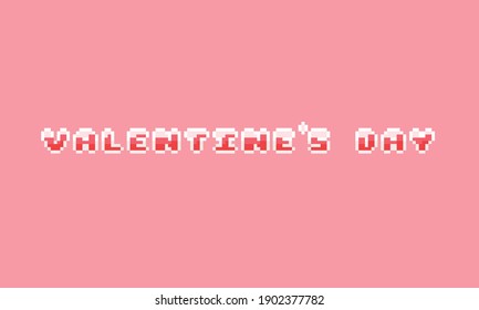 Pixel art glossy pink "valentine's day" text design.