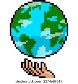 pixel art of god hold earth