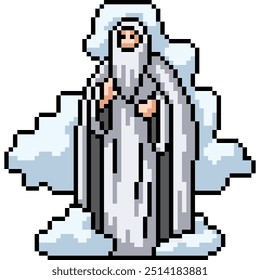 Pixel arte de Dios en el cielo aislado de fondo