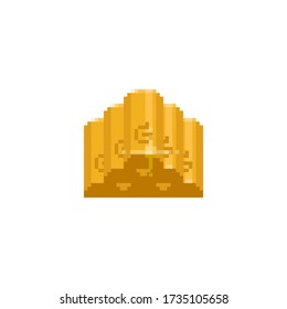pixel art gold brick icon in pyramid posiytion.
