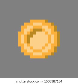 Pixel Art Gold Coin, Isolated Vector Illustration, 8bit and 16bit graphics
