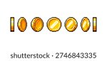 Pixel Art Gold Coin Rotation Set - 8 Bit Retro Game Animation Sprite Vector