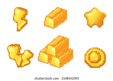 Pixel art gold items game