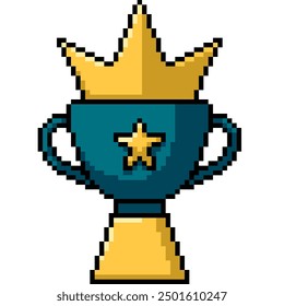 Pixel arte de oro ganador taza aislado de fondo