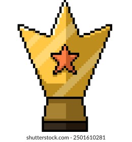 Pixel arte de oro ganador taza aislado de fondo