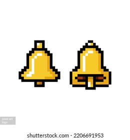 pixel art golden bell icon set