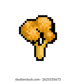 Pixel art golden broccoli illustration. pixel art logos. pixel art food