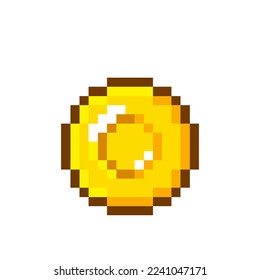 Pixel art golden coin retro video game. Vector illustration.