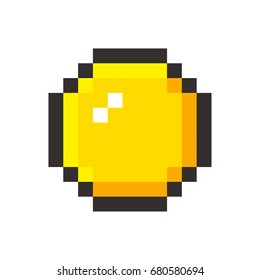 Pixel Art Golden Coin Retro Video Game