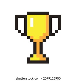 Pixel art golden cup award trophy icon