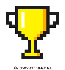 Pixel art golden cup award trophy icon