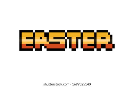 Pixel art golden easter text design.