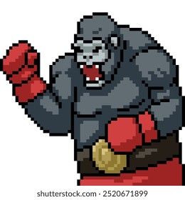 pixel art do gorilla boxing campeão isolado fundo