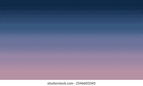 Pixel art gradient dithering background. Evening or sunset sky seamless pattern when docking horizontally, vector.