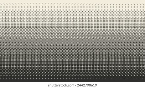 Pixel art gradient from light pastel beige to dark grey color. Seamless dithering vector background.