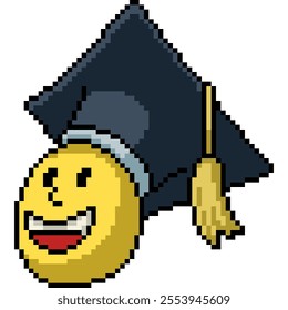 pixel art of graduate student happy isolated background
