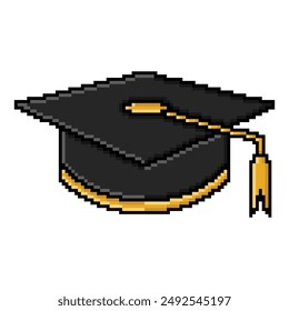 pixel art graduation cap vector desing