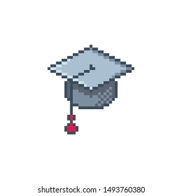 Pixel art graduation hat icon.
Vector design for web design, mobile app, stickers and games.
