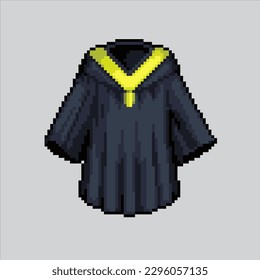 pixel art graduation.Graduation gown for university and school pixelated design for logo, web,
mobile app, badges and patches. Video game sprite. 8-bit. Isolated vector illustration.