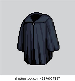 pixel art graduation.Graduation gown for university and school pixelated design for logo, web,
mobile app, badges and patches. Video game sprite. 8-bit. Isolated vector illustration.