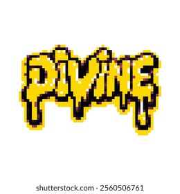 Pixel Art Graffiti Typography Divine Vector