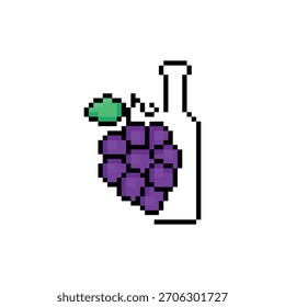  pixel art grape wine 8 bit vector icon for computer game logo