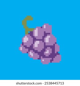 pixel art grapes, vector illustration on isolated background.