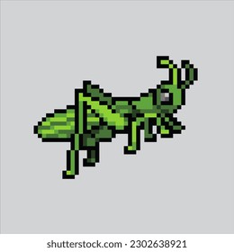 captador de imágenes en píxeles. Diseño pixelado de insectos Grasshopper para logotipo, web,
aplicación móvil, insignias y parches. Sprite de videojuegos. 8 bits. Ilustración vectorial aislada.