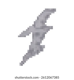 Pixel art gray lightning bolt or electric strike. Ideal for 2D games, storm magic, energy attacks, or sci-fi effects. Retro 8-bit style with transparent background for easy use.