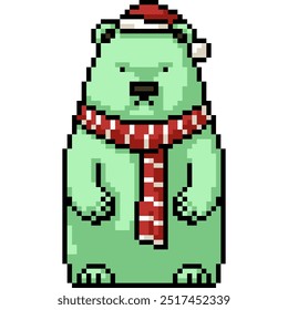 pixel art of green bear decoration isolated background