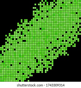 Pixel art. Green and black pixel background.  Abstract vector Illustration. Modern technology design.