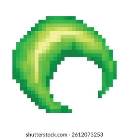 Pixel art green crescent slash effect. Perfect for 2D games, nature spells, wind attacks, or magic strikes. Retro 8-bit style with transparent background for seamless game asset use.