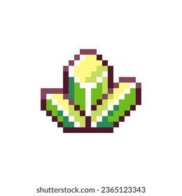 Imagen de Pixel Icono de cristal verde Esmeralda. Activo de juego de estilo retro o elemento de arcada. 8 Bits Pixel Quartz Recursos Minerales Gemstone Treasure. 