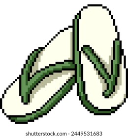 pixel art of green flip flops isolated background