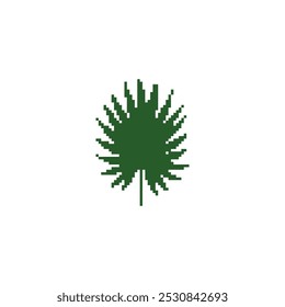 Pixel art green leaf illustration. Minimalistic leaf design in retro pixelated style