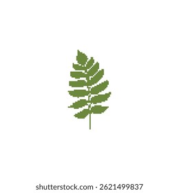 Illustration de feuille verte d'art pixel. Conception de feuille minimaliste dans un style retro pixelisé
