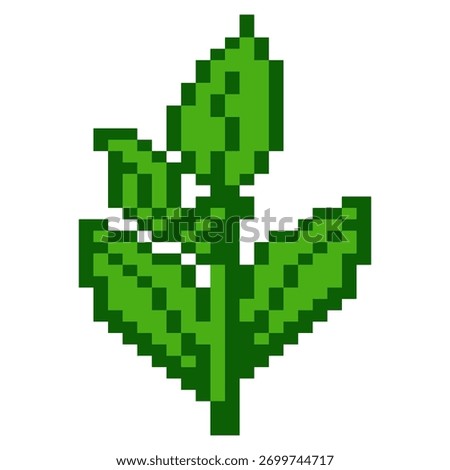 Pixel art green leaf plant sprout